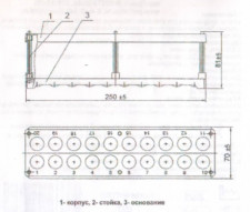 Штатив для пробирок 20 гнезд (полиэтилен ШПП-02), h=75 мм